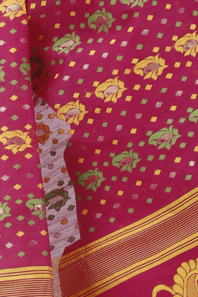 Maroon Pure Cotton Vani Jamdani Saree (1110)